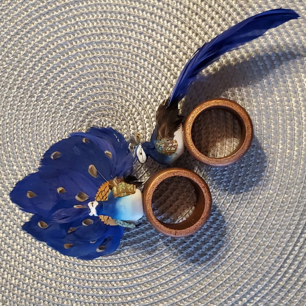 Peacock Napkin Rings one pair